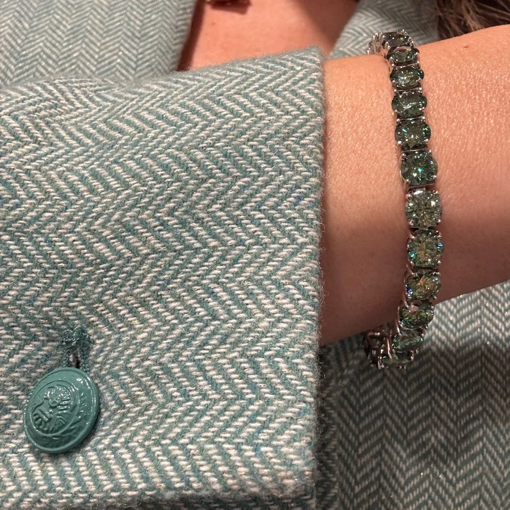 L'AGENCE Chamberlain Herringbone Mint Blue Green Blazer - Picture 13 of 15